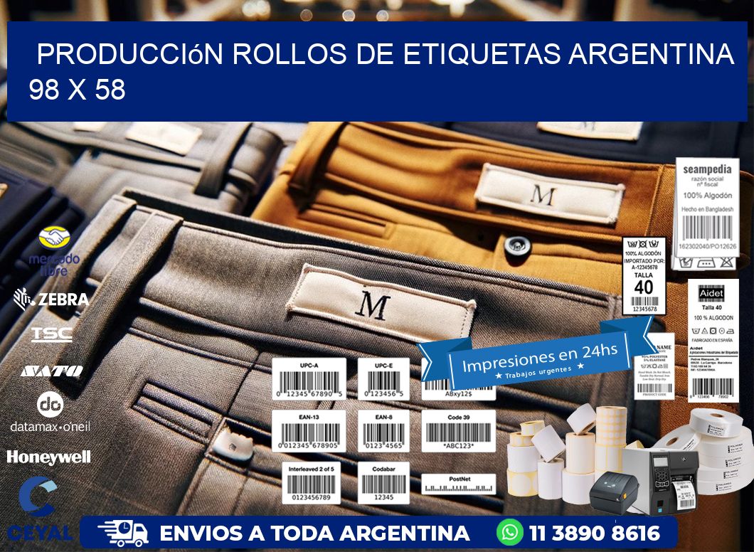 Producción ROLLOS DE ETIQUETAS ARGENTINA 98 x 58