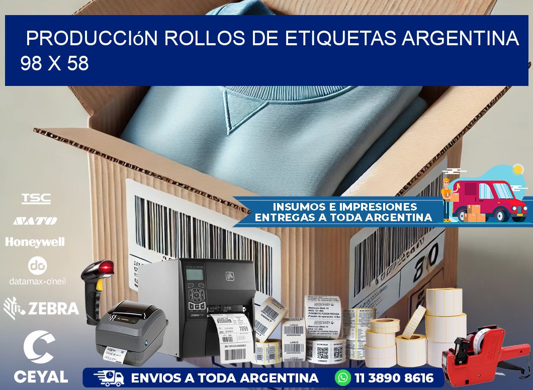 Producción ROLLOS DE ETIQUETAS ARGENTINA 98 x 58