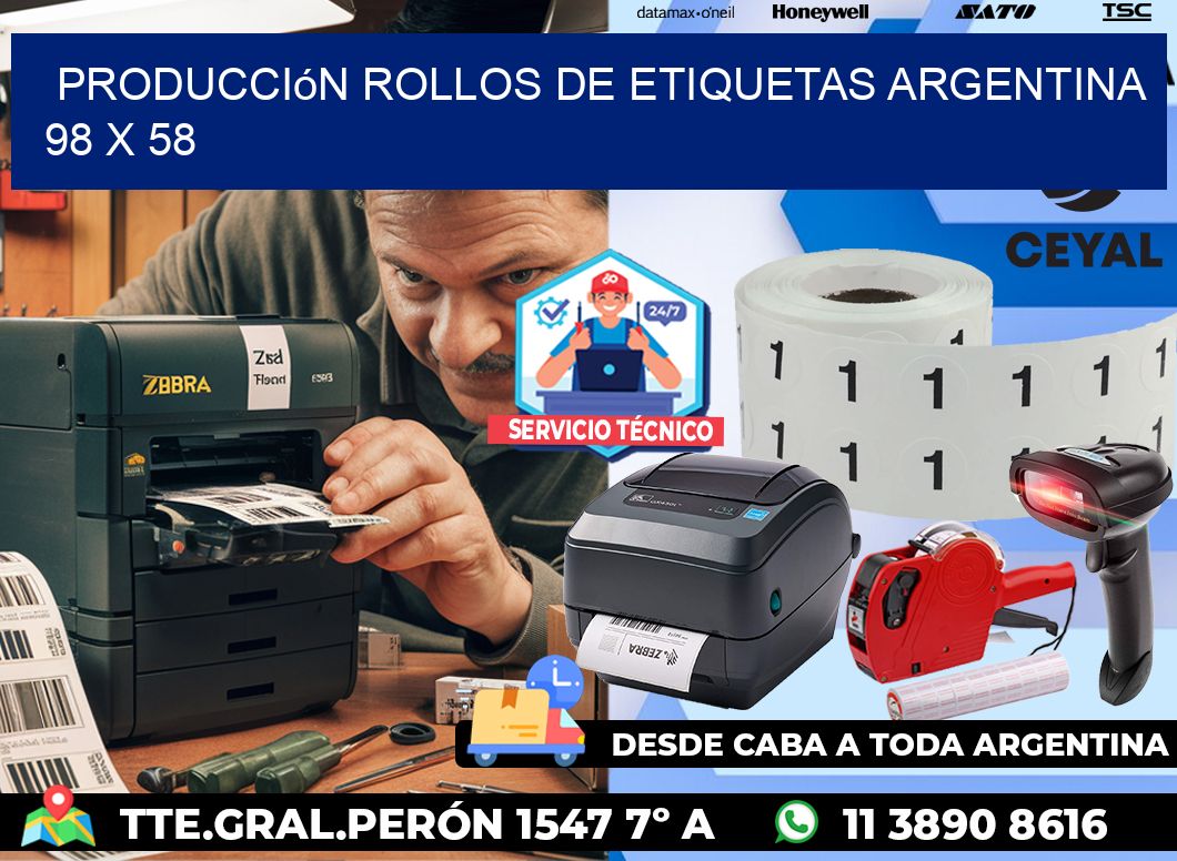 Producción ROLLOS DE ETIQUETAS ARGENTINA 98 x 58