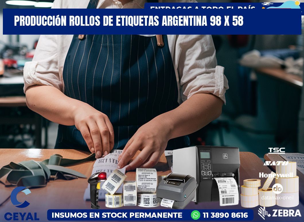 Producción ROLLOS DE ETIQUETAS ARGENTINA 98 x 58