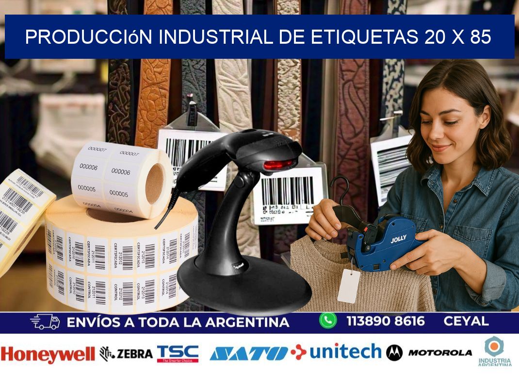 Producción industrial de etiquetas 20 x 85