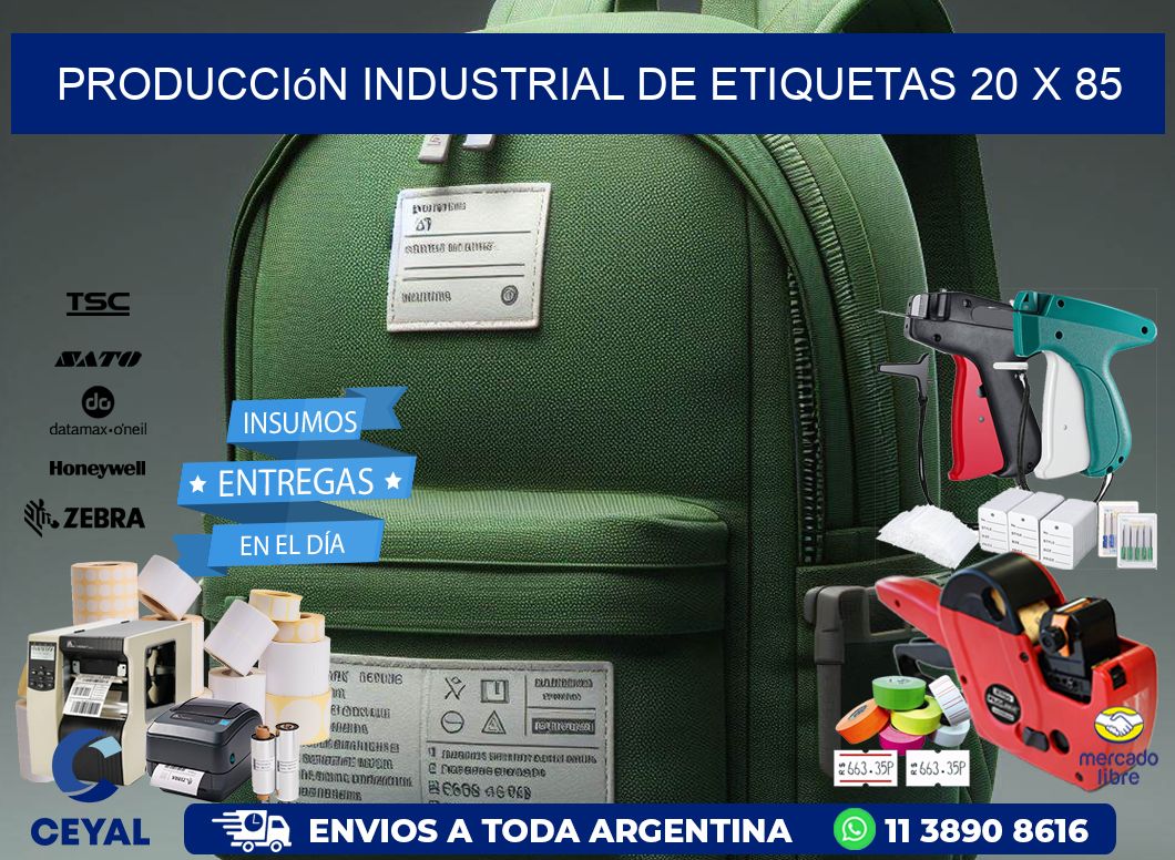 Producción industrial de etiquetas 20 x 85