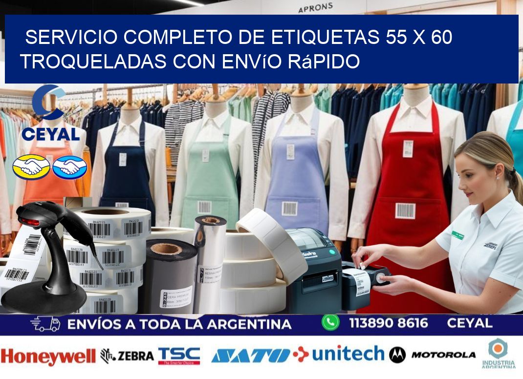 Servicio completo de etiquetas 55 x 60 troqueladas con envío rápido