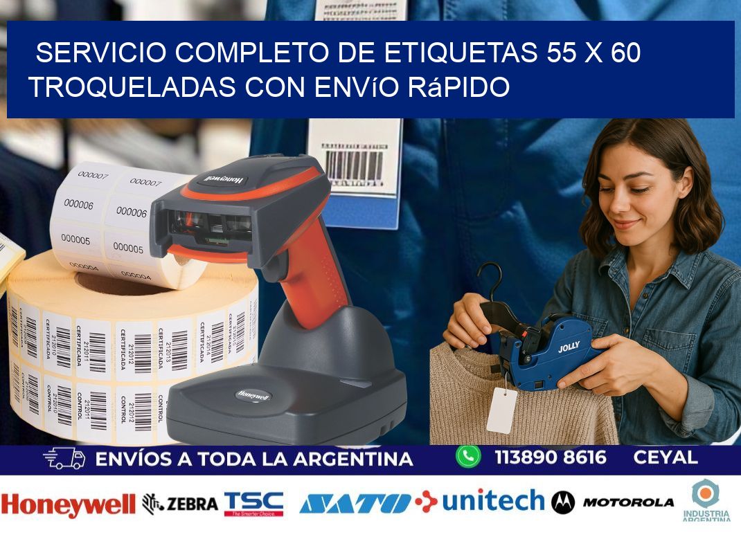 Servicio completo de etiquetas 55 x 60 troqueladas con envío rápido