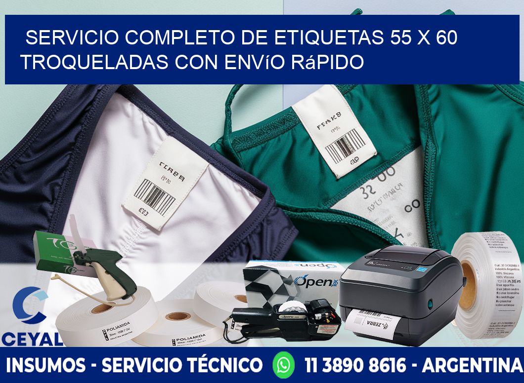 Servicio completo de etiquetas 55 x 60 troqueladas con envío rápido