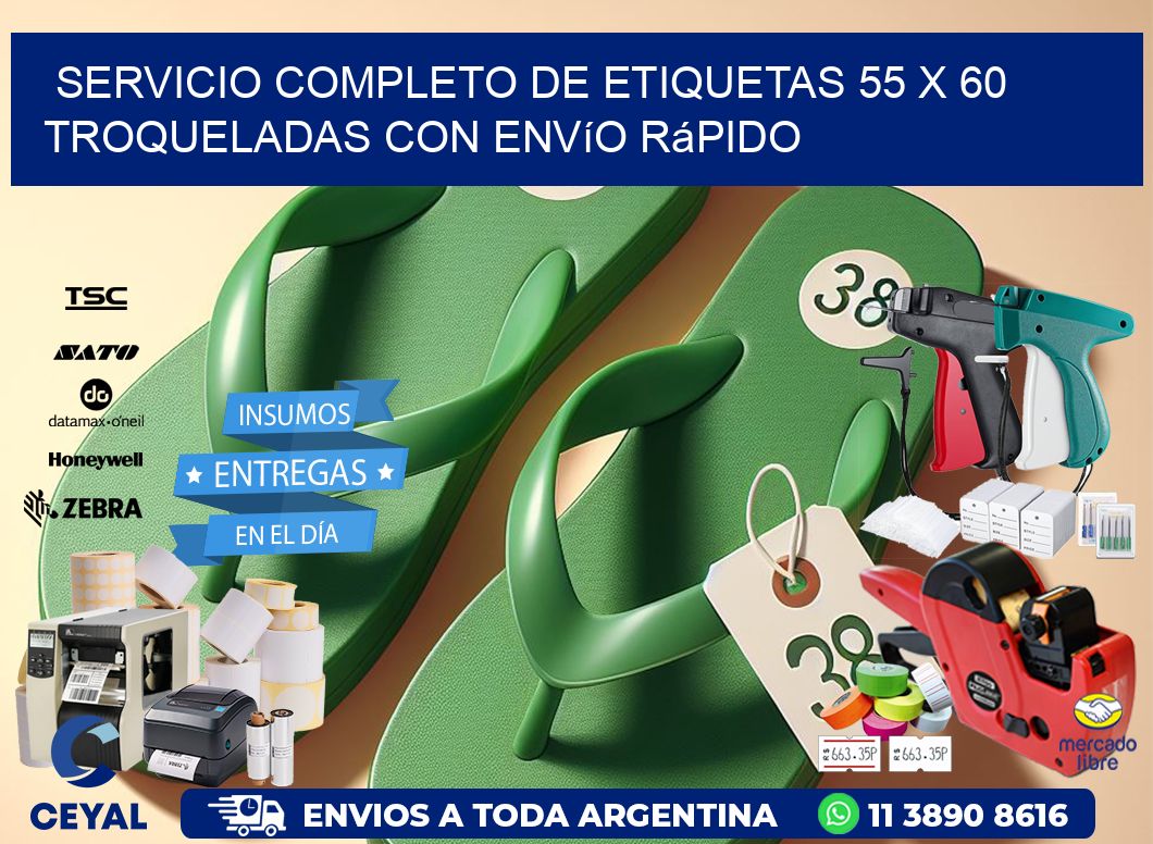 Servicio completo de etiquetas 55 x 60 troqueladas con envío rápido