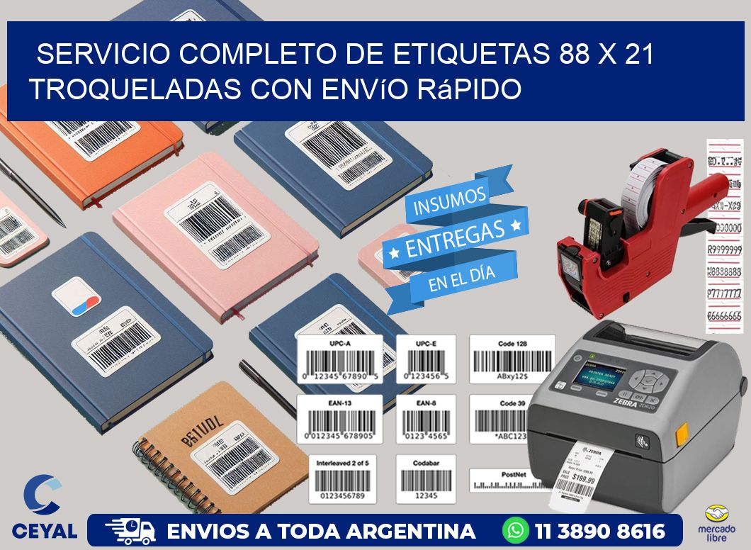 Servicio completo de etiquetas 88 x 21 troqueladas con envío rápido