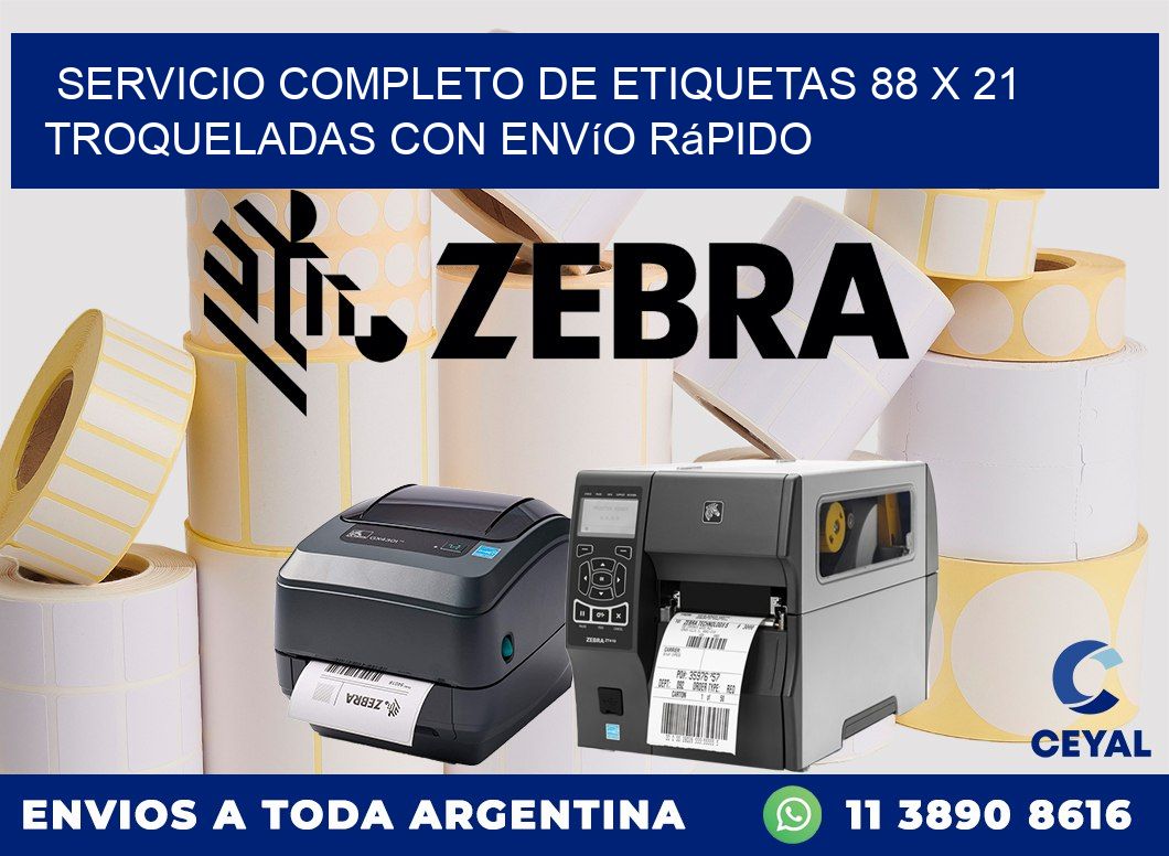 Servicio completo de etiquetas 88 x 21 troqueladas con envío rápido