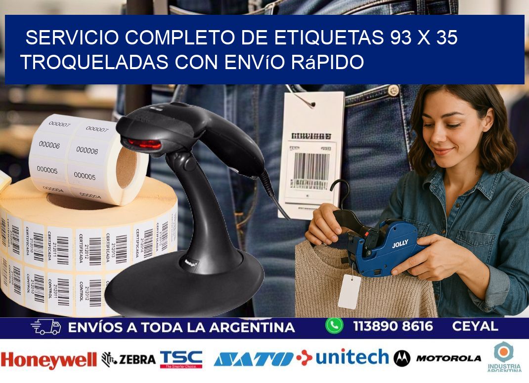 Servicio completo de etiquetas 93 x 35 troqueladas con envío rápido
