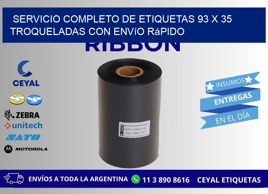 Servicio completo de etiquetas 93 x 35 troqueladas con envío rápido