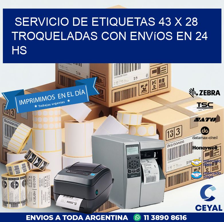 Servicio de etiquetas 43 x 28 troqueladas con envíos en 24 hs