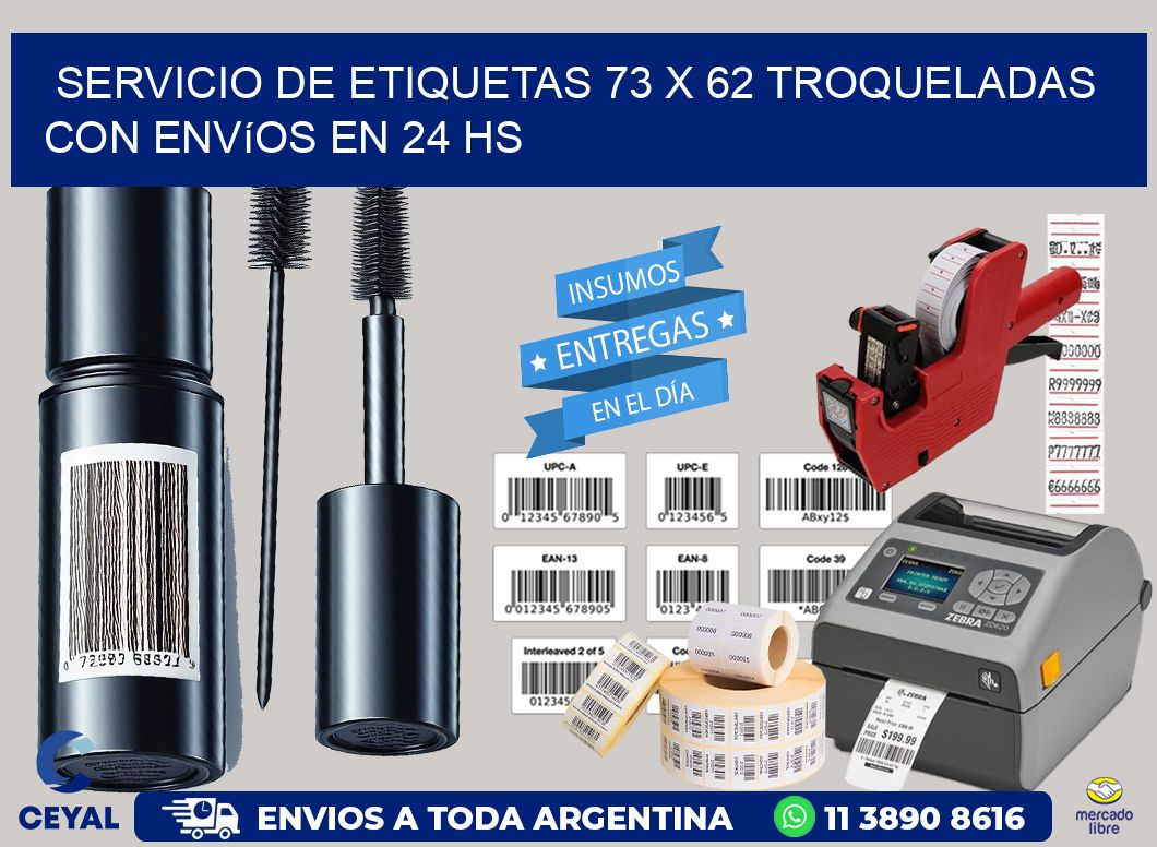 Servicio de etiquetas 73 x 62 troqueladas con envíos en 24 hs