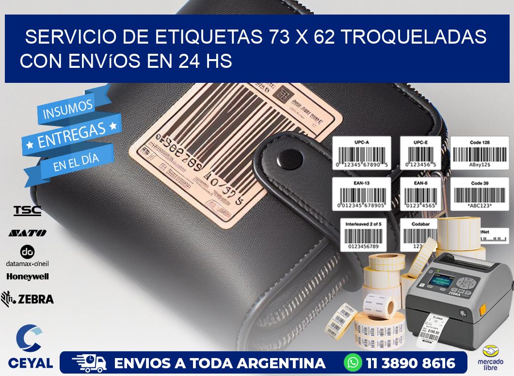 Servicio de etiquetas 73 x 62 troqueladas con envíos en 24 hs