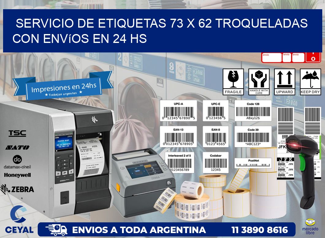 Servicio de etiquetas 73 x 62 troqueladas con envíos en 24 hs