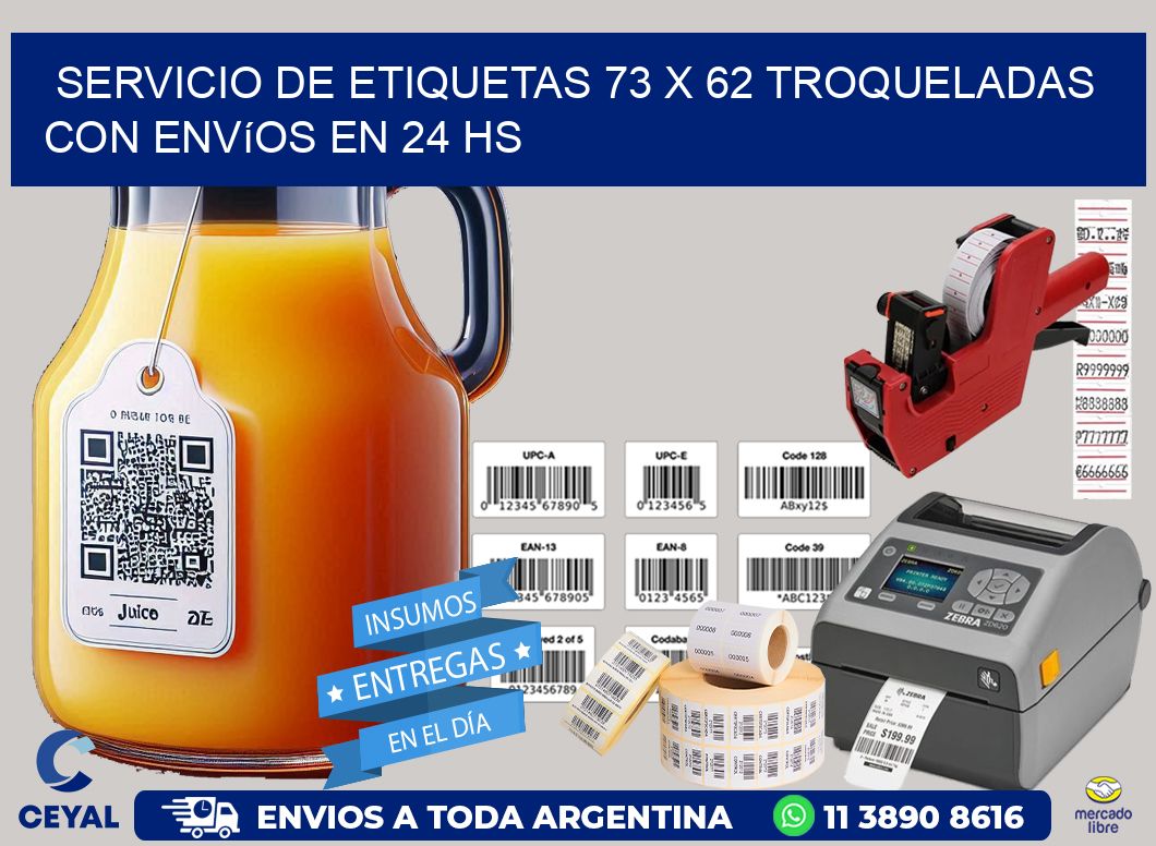 Servicio de etiquetas 73 x 62 troqueladas con envíos en 24 hs