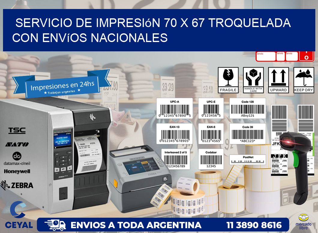 Servicio de impresión 70 x 67 troquelada con envíos nacionales