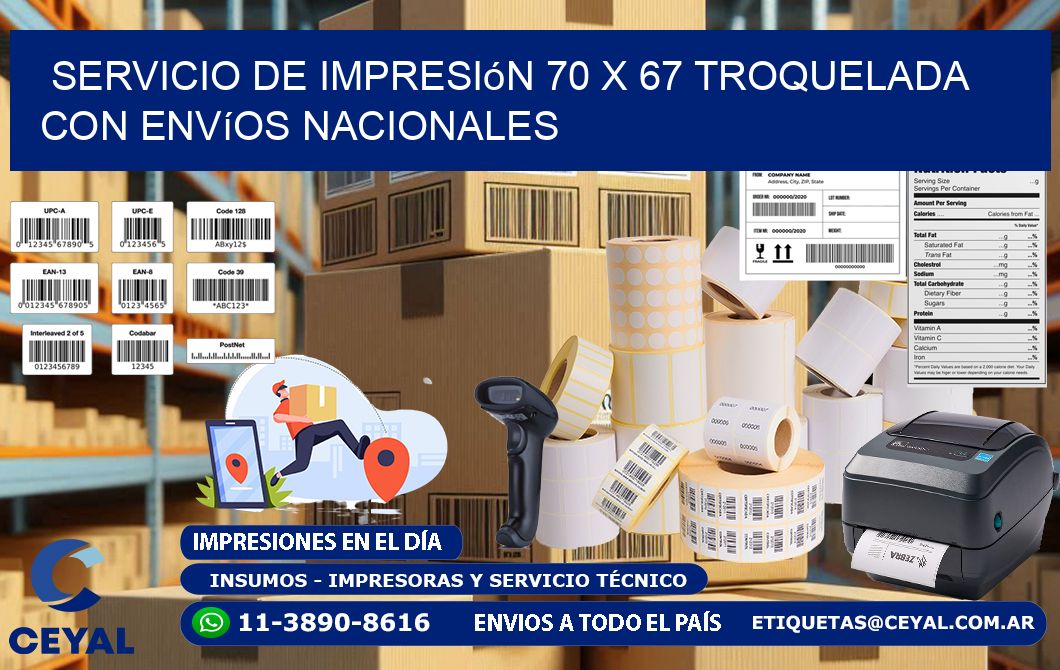 Servicio de impresión 70 x 67 troquelada con envíos nacionales