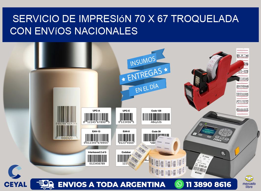 Servicio de impresión 70 x 67 troquelada con envíos nacionales