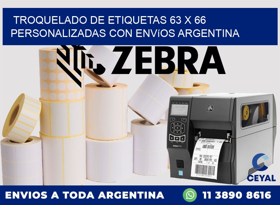 Troquelado de etiquetas 63 x 66 personalizadas con envíos Argentina