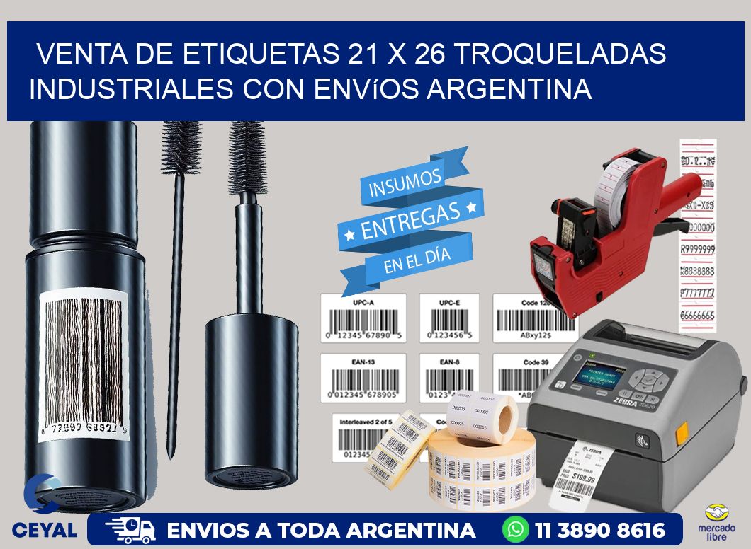 Venta de etiquetas 21 x 26 troqueladas industriales con envíos Argentina