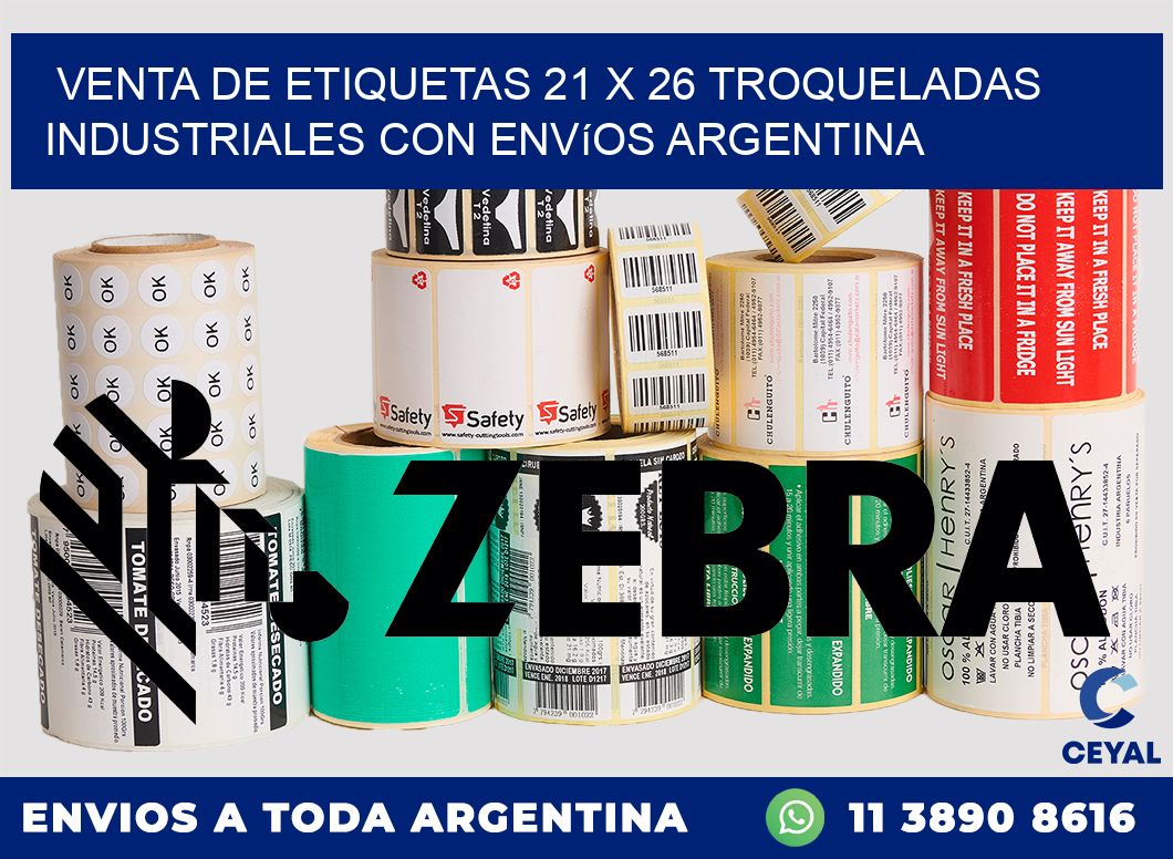 Venta de etiquetas 21 x 26 troqueladas industriales con envíos Argentina