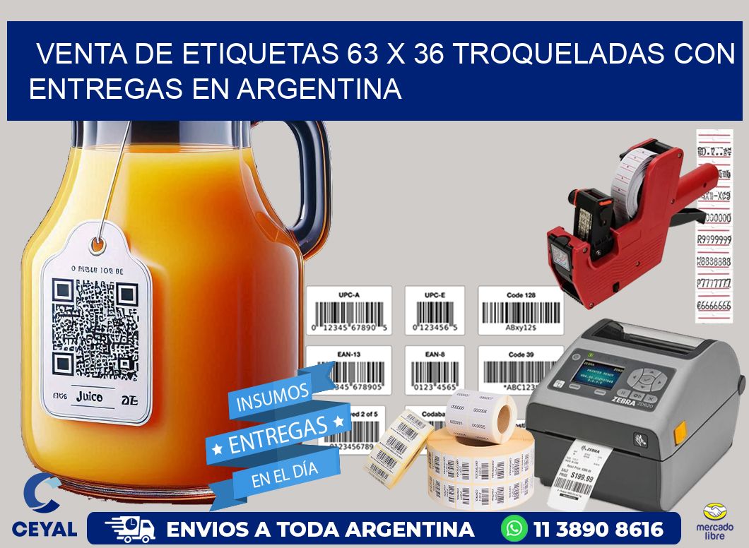 Venta de etiquetas 63 x 36 troqueladas con entregas en Argentina