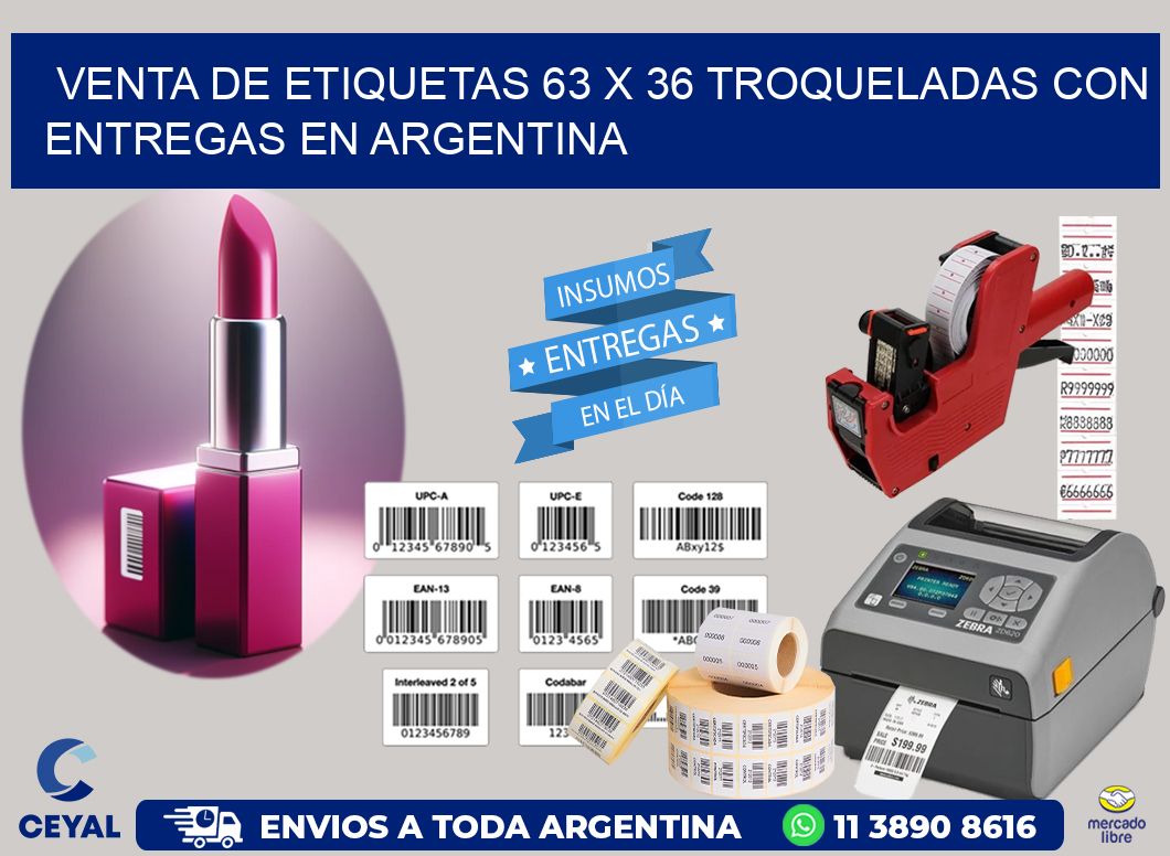 Venta de etiquetas 63 x 36 troqueladas con entregas en Argentina