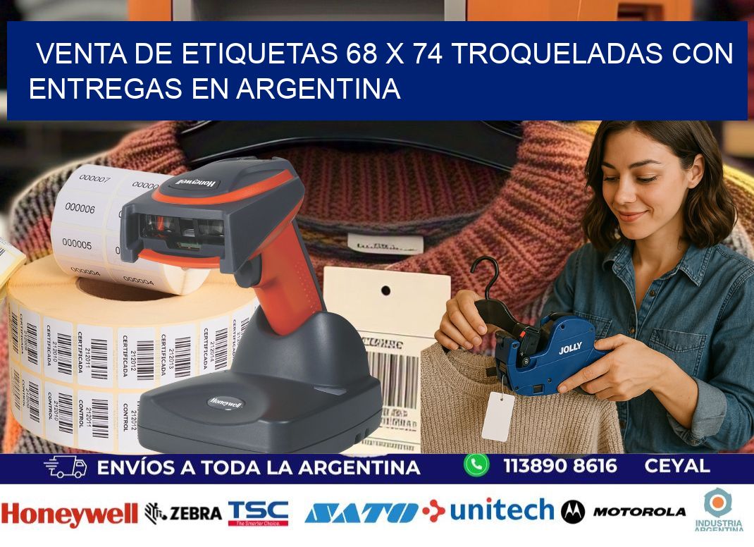 Venta de etiquetas 68 x 74 troqueladas con entregas en Argentina