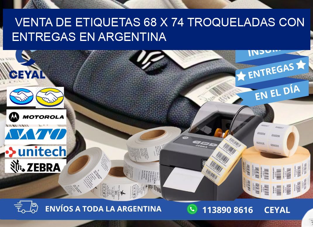 Venta de etiquetas 68 x 74 troqueladas con entregas en Argentina