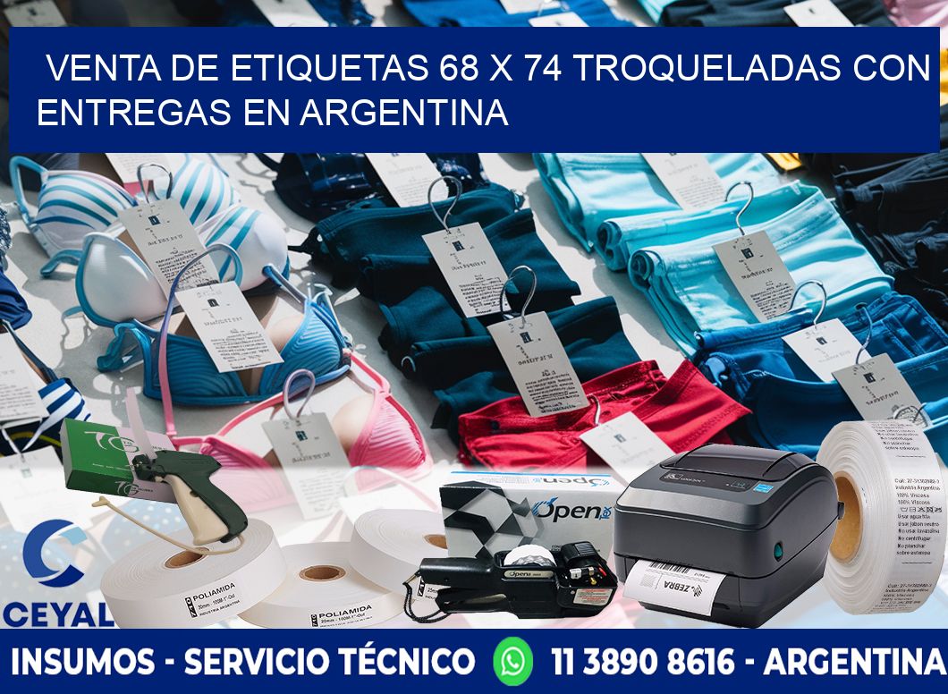 Venta de etiquetas 68 x 74 troqueladas con entregas en Argentina