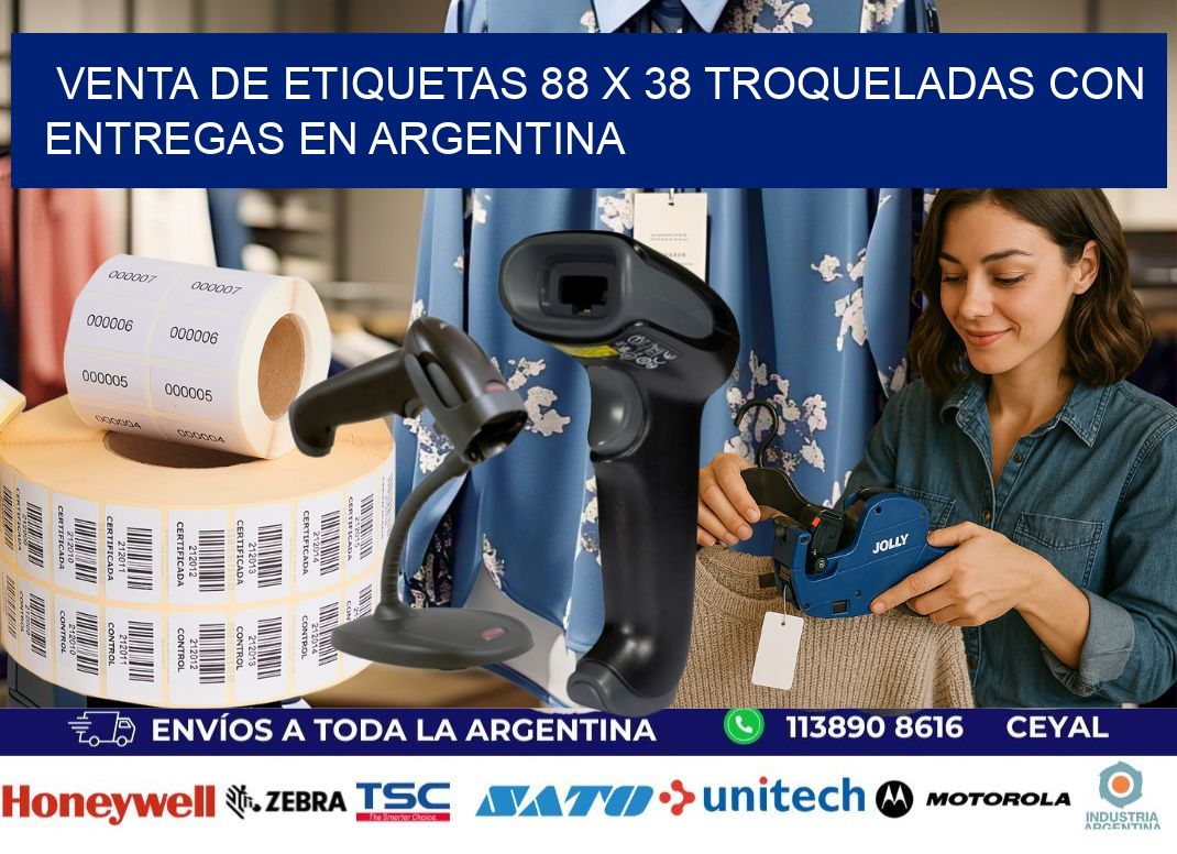 Venta de etiquetas 88 x 38 troqueladas con entregas en Argentina