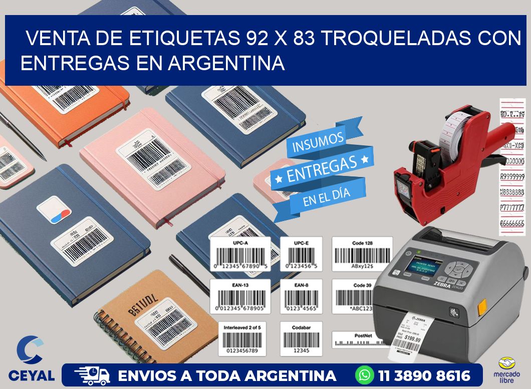 Venta de etiquetas 92 x 83 troqueladas con entregas en Argentina