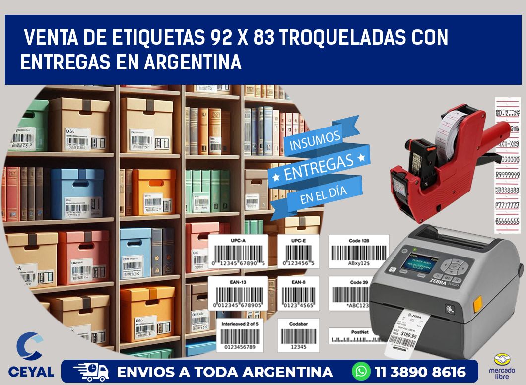 Venta de etiquetas 92 x 83 troqueladas con entregas en Argentina