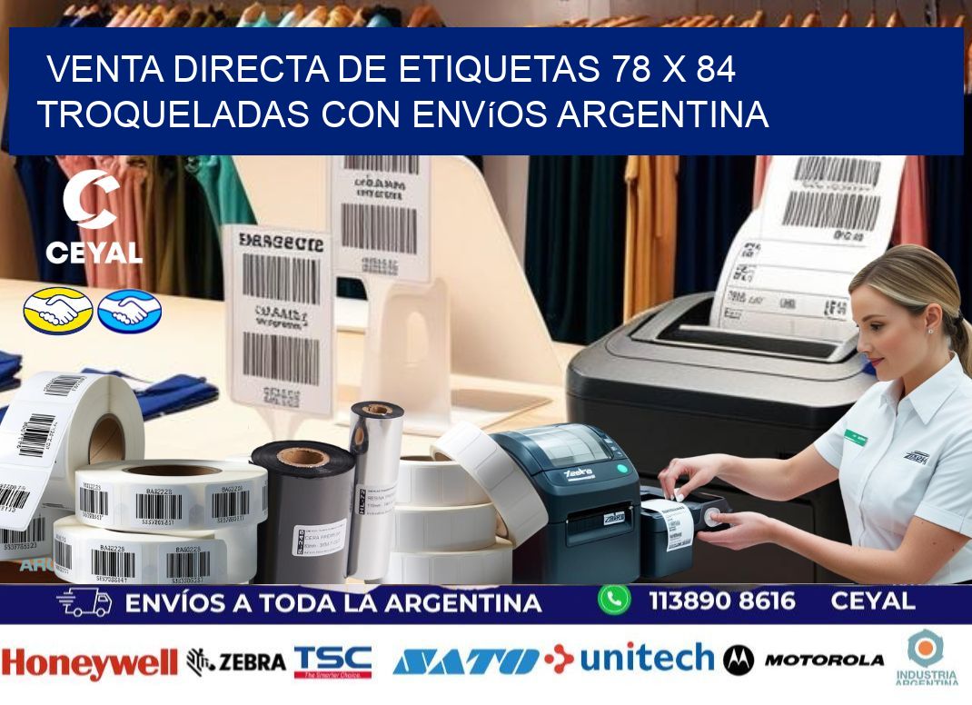 Venta directa de etiquetas 78 x 84 troqueladas con envíos Argentina