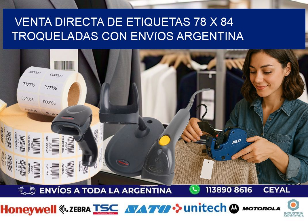 Venta directa de etiquetas 78 x 84 troqueladas con envíos Argentina