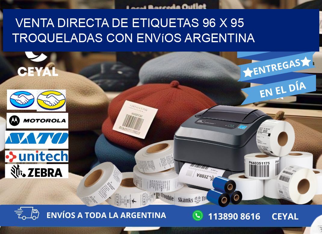 Venta directa de etiquetas 96 x 95 troqueladas con envíos Argentina