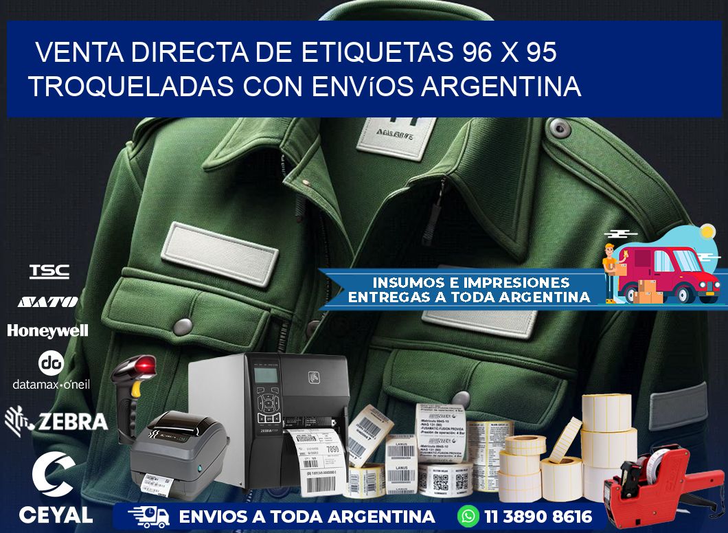 Venta directa de etiquetas 96 x 95 troqueladas con envíos Argentina