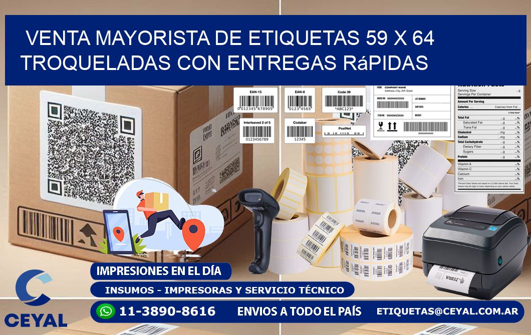 Venta mayorista de etiquetas 59 x 64 troqueladas con entregas rápidas
