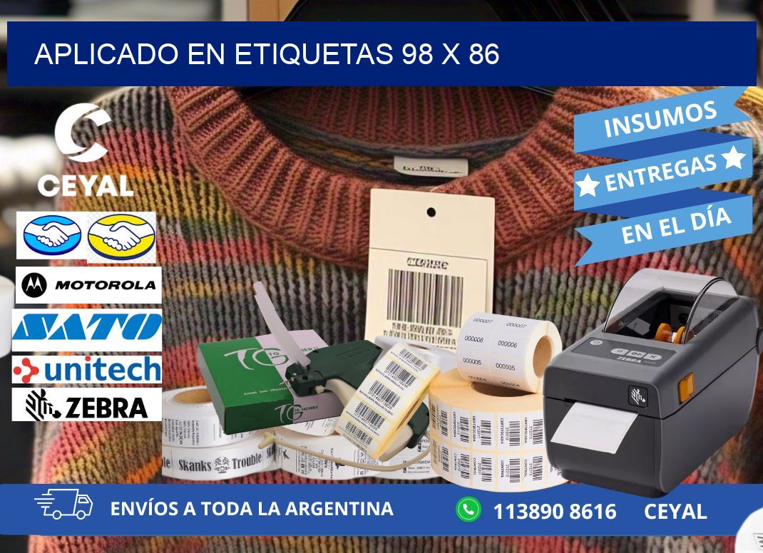 aplicado en etiquetas 98 x 86