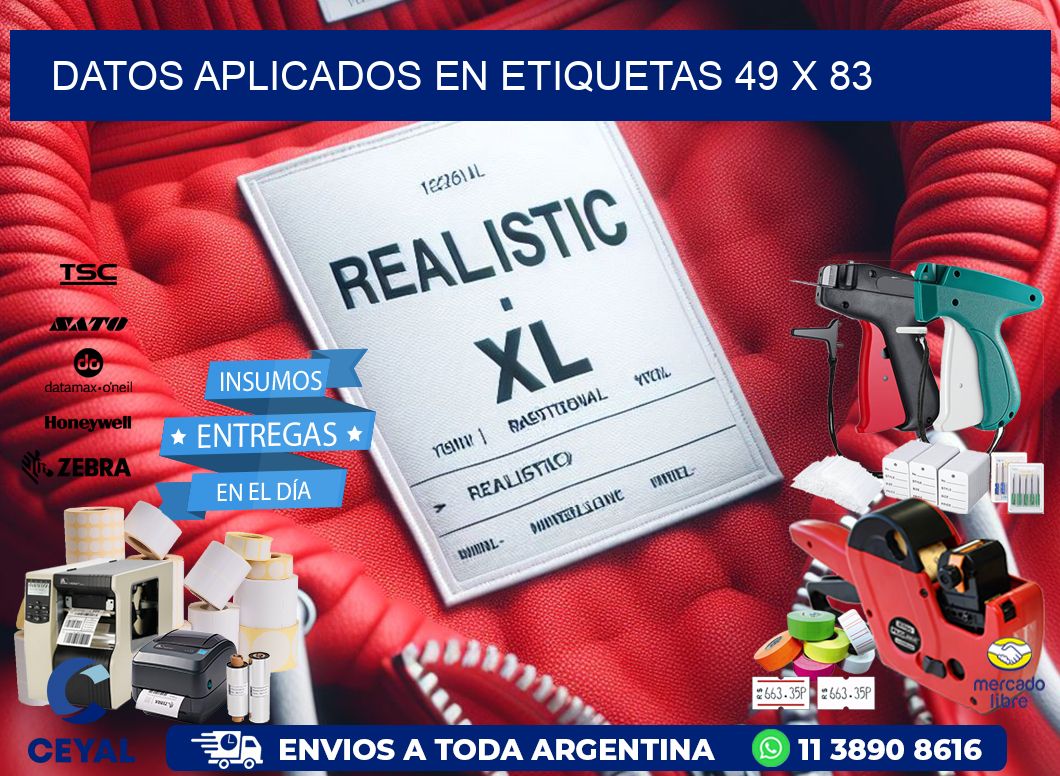 datos aplicados en etiquetas 49 x 83