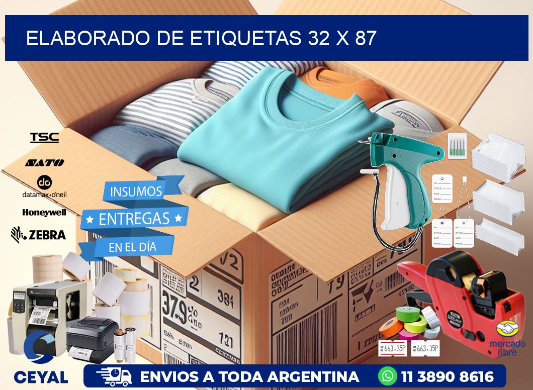 elaborado de etiquetas 32 x 87