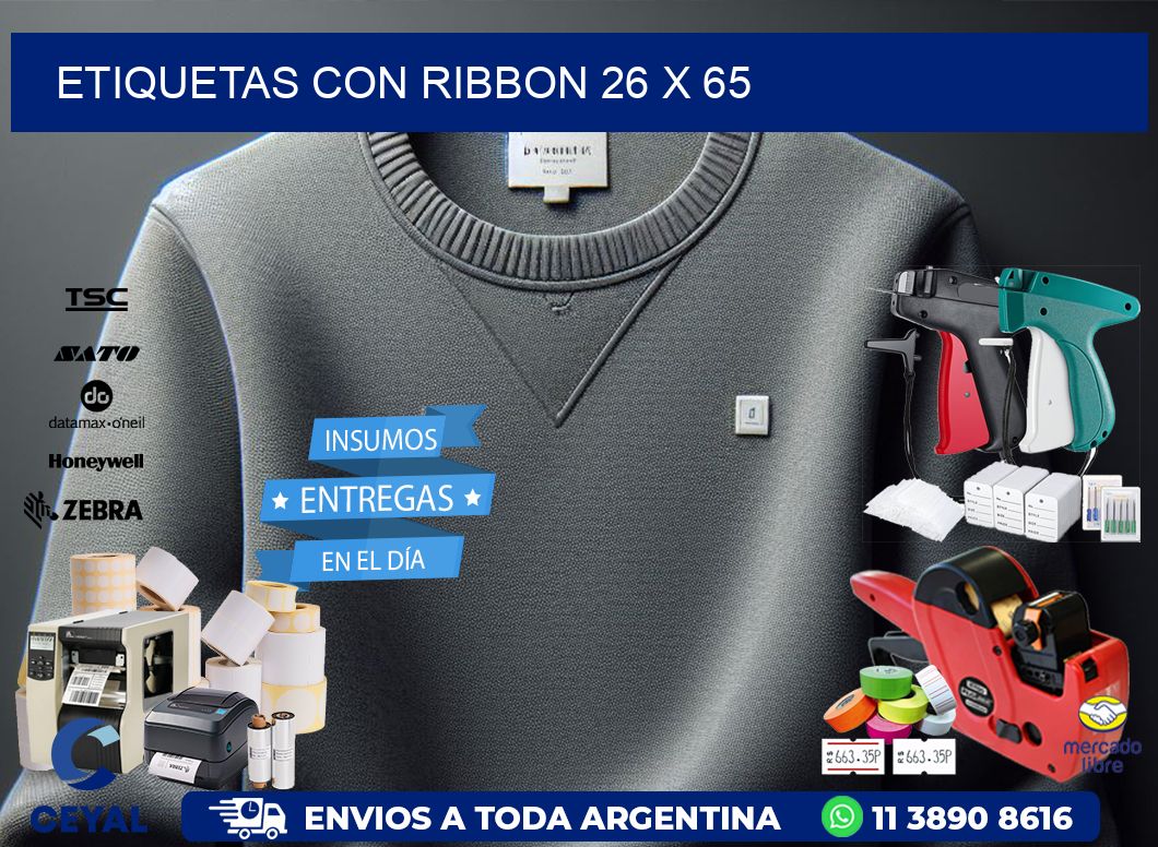 etiquetas con ribbon 26 x 65