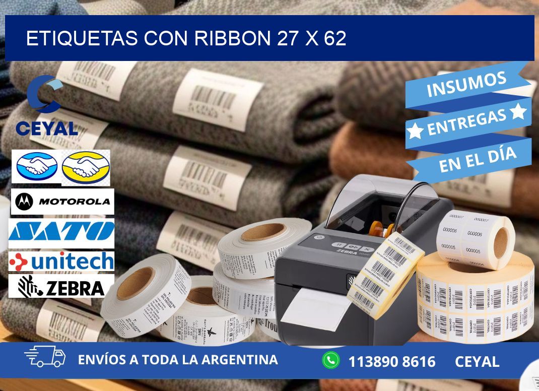 etiquetas con ribbon 27 x 62