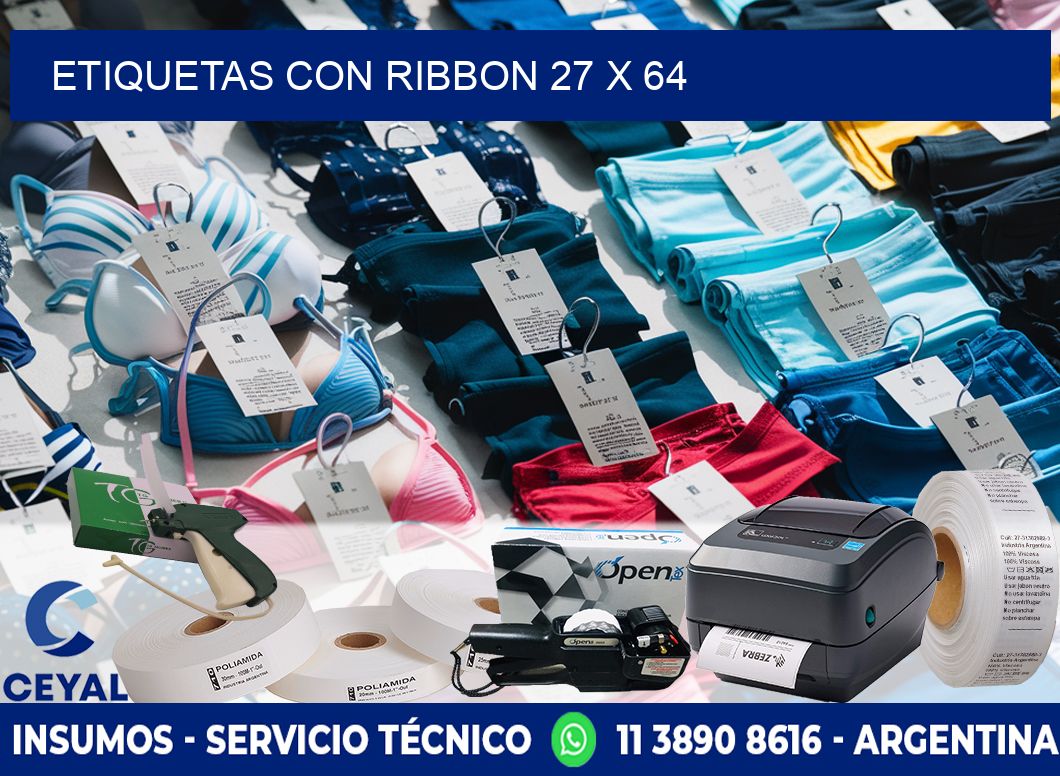 etiquetas con ribbon 27 x 64