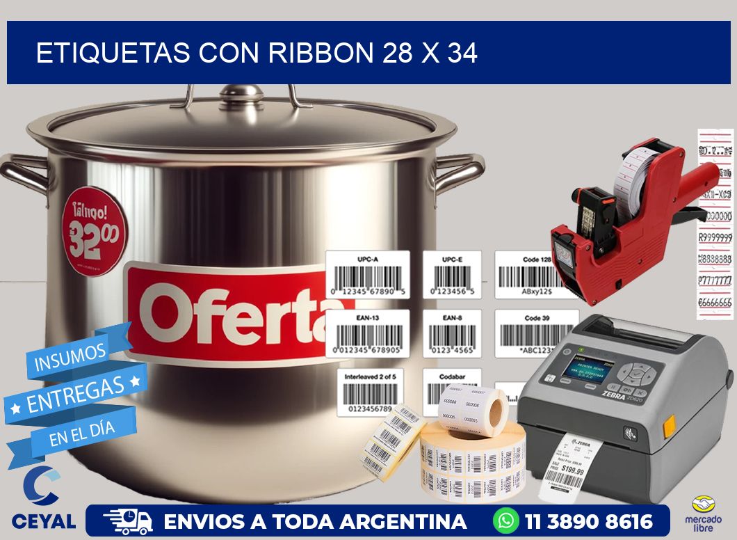 etiquetas con ribbon 28 x 34
