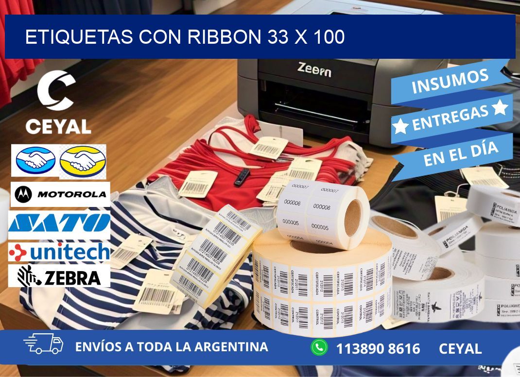 etiquetas con ribbon 33 x 100