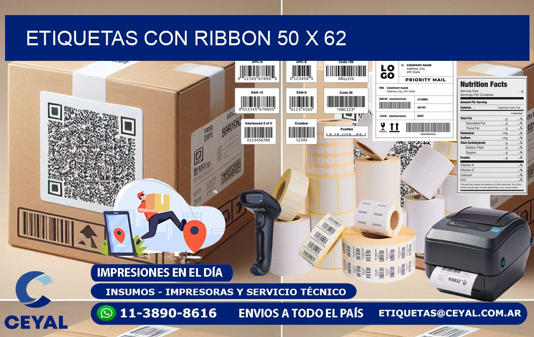 etiquetas con ribbon 50 x 62