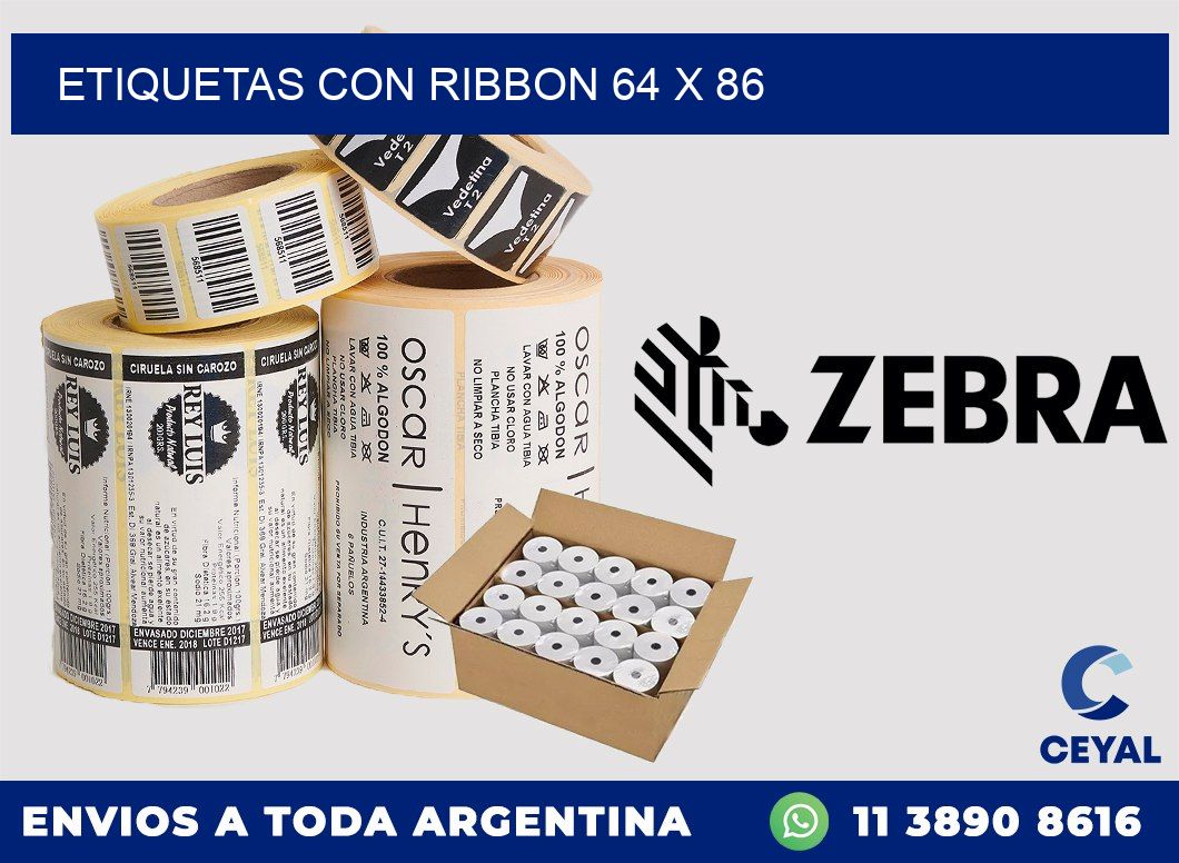 etiquetas con ribbon 64 x 86