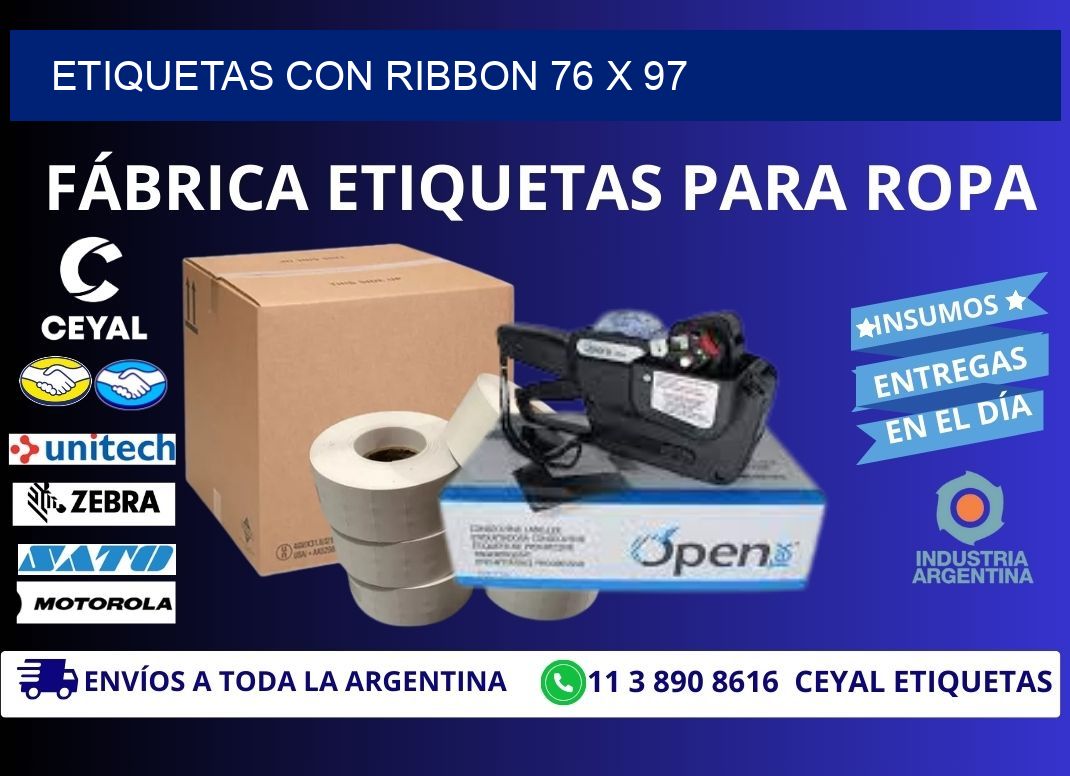 etiquetas con ribbon 76 x 97