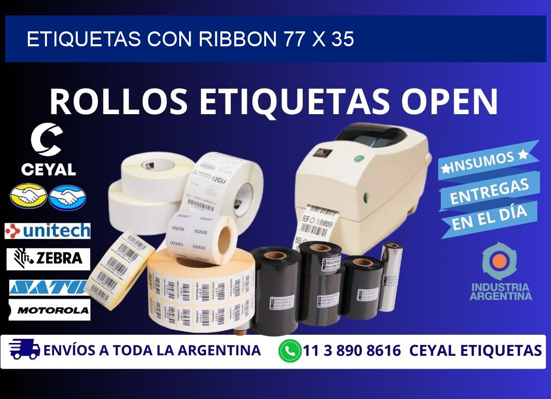 etiquetas con ribbon 77 x 35